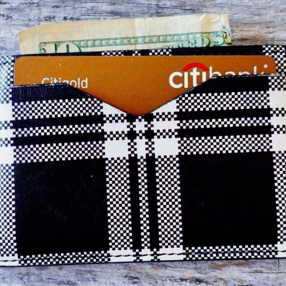 Alexander McQueen Mens Wallet Vintage Plaid Black White With Original Box